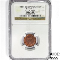 1861-65 NY CWT F-145B-1a NGC MS65 RB, Bowne