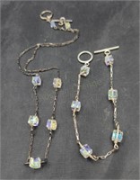 Sterling Crystal 19in Necklace And Matching 8in