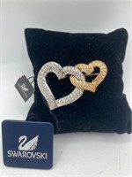 Swarovski Double Heart Brooch Pin
