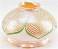 Quezal Art Glass Pulled Feather Lamp Shade