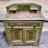Antique Victorian Green Painted Washstand