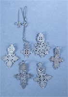 5 Antique Ethiopian Coptic silver crosses.