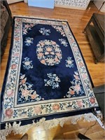 BLUE FLORA RUG approx 9 by 5ft