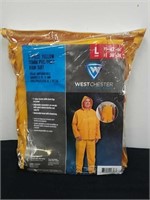 New size large 3-piece yellow poly PVC rain suit