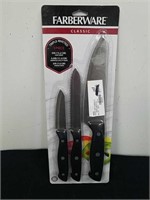 New Farberware triple riveted 3-piece knife set