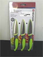 New 3-piece paring knife set with blade guards