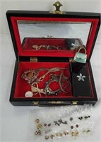 Vintage jewelry box with mother of pearl and some