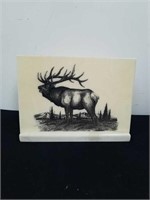 8.25 x 6-in Montana marble etched elk plaque