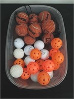 Wiffle balls, Golf balls, and small tennis balls