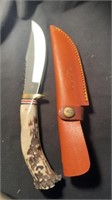 New 10.5” Stag Hunter Knife with Sheath