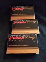 Three boxes of PMC bronze ammunition 20