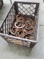Plastic crate with horseshoes 11 X 13 X 19 in