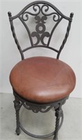 Swivel top stool with leather cushioned seat 26
