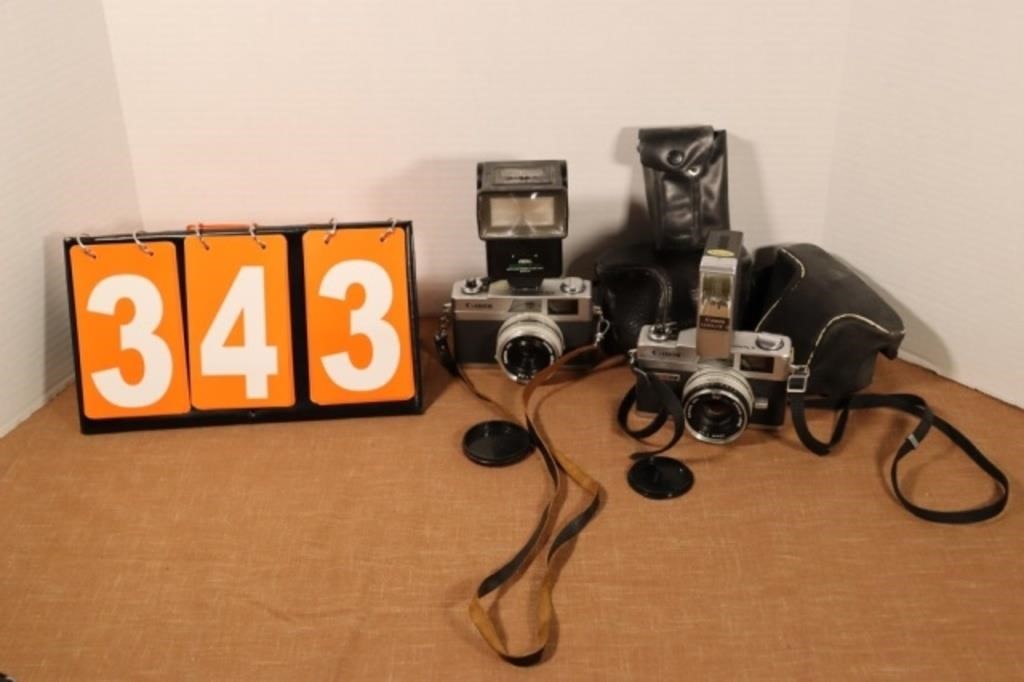 Canon Camera Lot With Flashes
