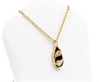 10K Black Hills Gold Onyx Necklace Pendant