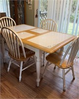 Dining Room Table White Tile 4 Chairs 60” x 36” x