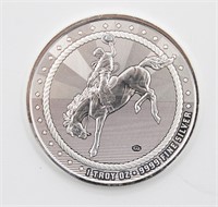 1 OZ .9999 Fine Silver Wyoming Bucking Horse Round