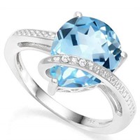 3D 4.5CTW Pear Cut Sky Blue Topaz & Diamond Ring i