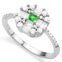 Lab Emerald & White Sapphire Target Halo Ring in P