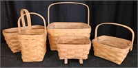 Lot of 5 Longaberger Baskets & Mini Cradle