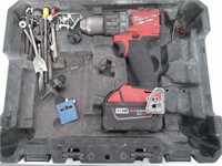 Milwaukee drill, case, battery