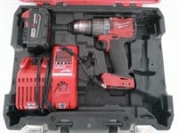 Milwaukee drill, battery, case, charger