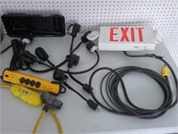 temp exit sign, rv cords, other cords