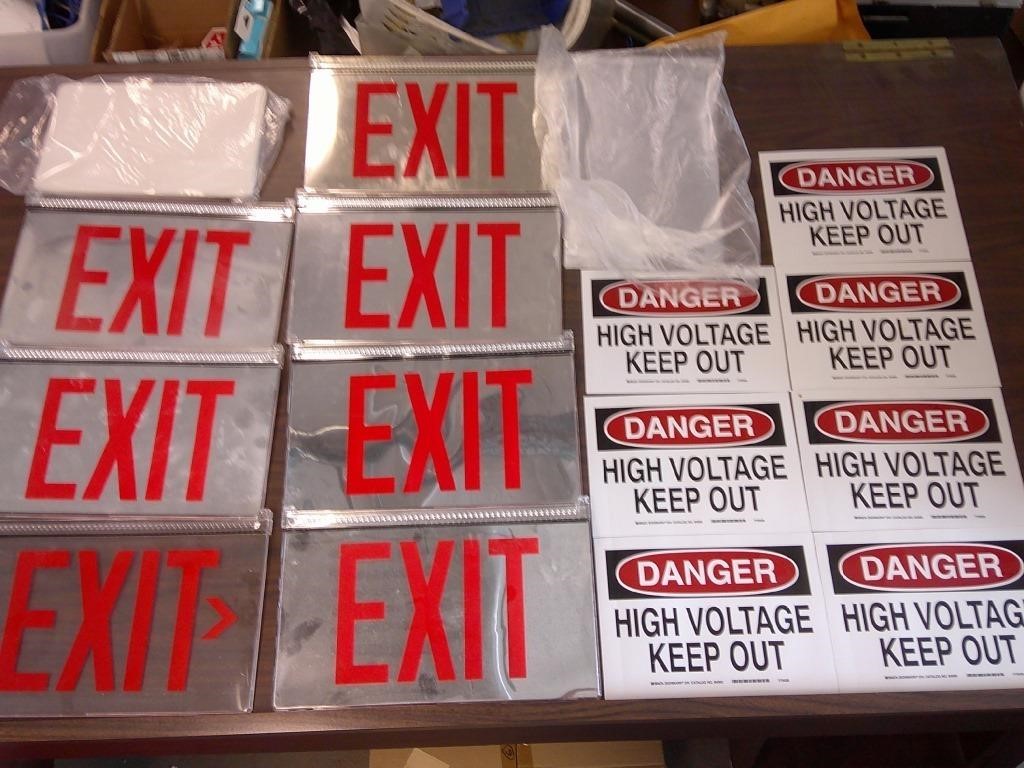 EXIT and HIGH Voltage signs