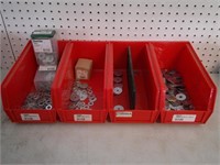 4 red trays with washers