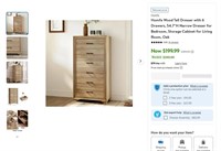 E4115  Homfa Wood Tall Dresser, 54.7''H Narrow Dre