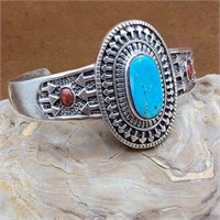 NATIVE AMERICAN STYLE STERLING SILVER TURQUOISE