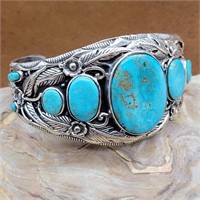 NATIVE AMERICAN STYLE  STERLING SILVER TURQUOISE