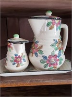VINTAGE JAPANESE PITCHER AND CREAMER ON TRAY
