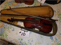 old fiddle and bow in case