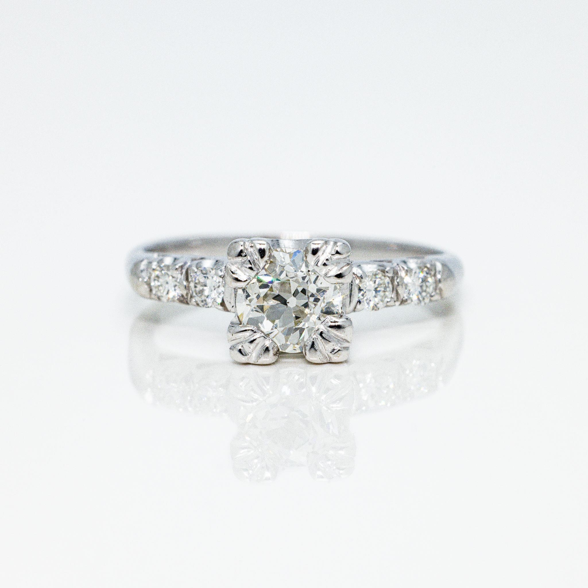 Antique Deco Platinum Old Diamond Engagement Ring