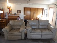 Leather Love Seat & Over sized Chair Both Recline