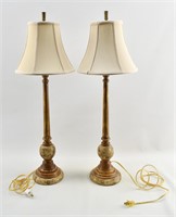 Pair of Turned Wood Gilt Finish Table Lamps