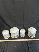 Four Assorted Porcelain Flour-Sugar, Spice Jars