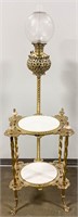 Victorian Brass Piano Oil Lamp Table