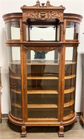 2 Tiered Bowed Wooden Display Hutch with Mirrors