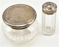 1 Glass Jar & 1 Cut Crystal Jar, Sterling Lids