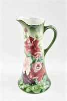 K & G Luneville France, Porcelain Floral Pitcher