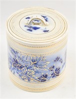 Antique Flow Blue Biscuit Jar, C.H. & H. Anemone