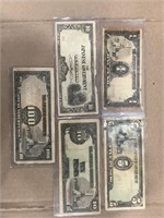 Lot of 5 Vintage Foreign Money