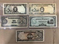 Lot of 5 Vintage Foreign Money