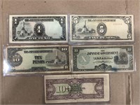 Lot of 5 Vintage Foreign Money