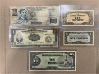 Lot of 5 Vintage Foreign Money