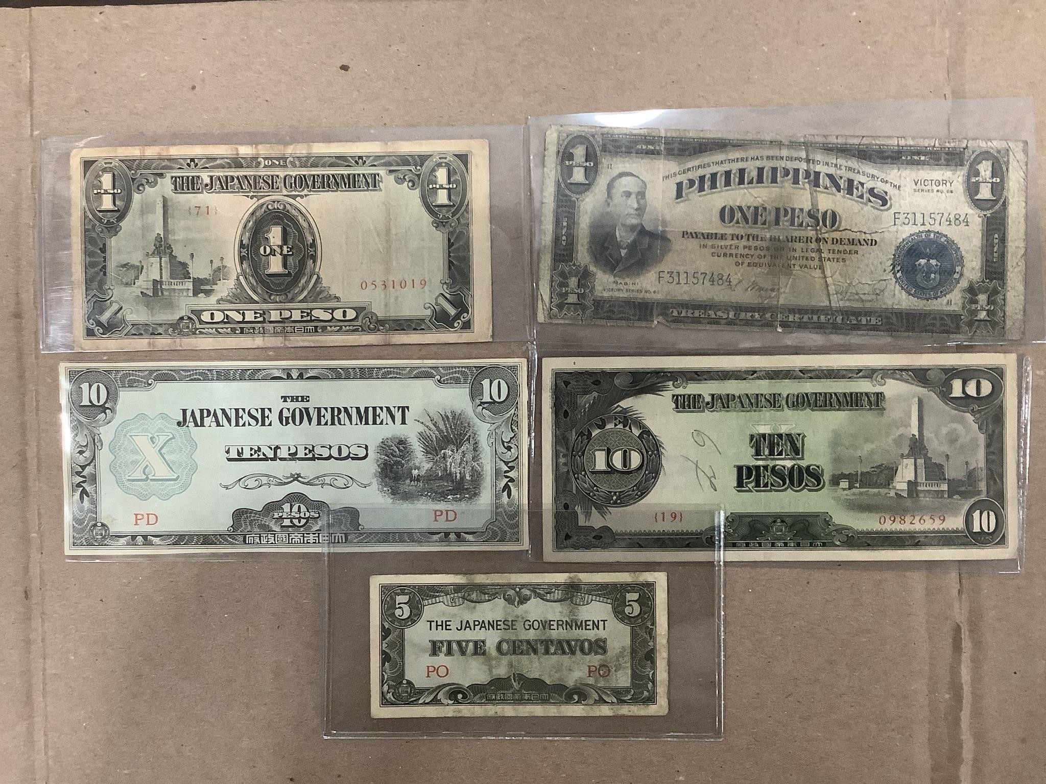 Lot of 5 Mixed Vintage Foreign Money