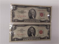 (2) $2.00 red seal notes