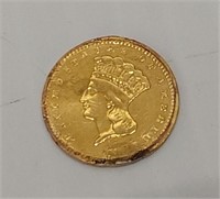 1856 Indian Princess $1.00 gold coin